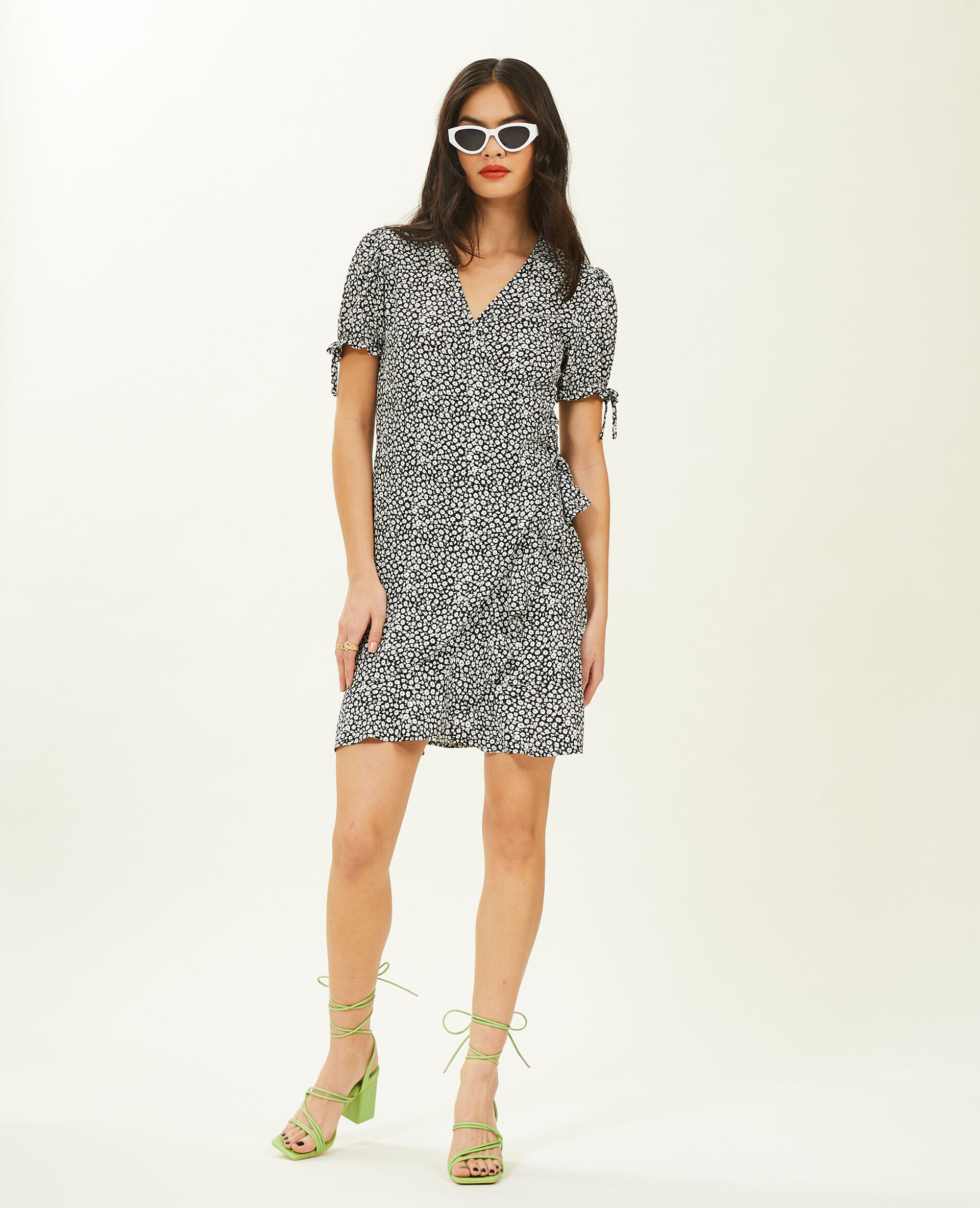 Robe courte cache-cœur - Noir