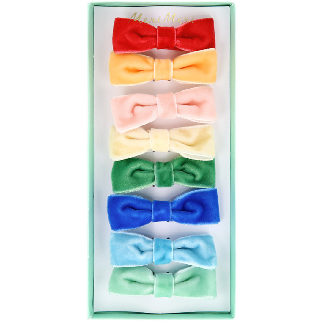 meri meri haarclips velvet regenboog - 8st