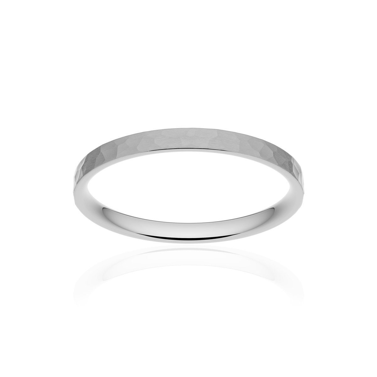 Alliance platine 950 martelé ruban plat confort 2 mm