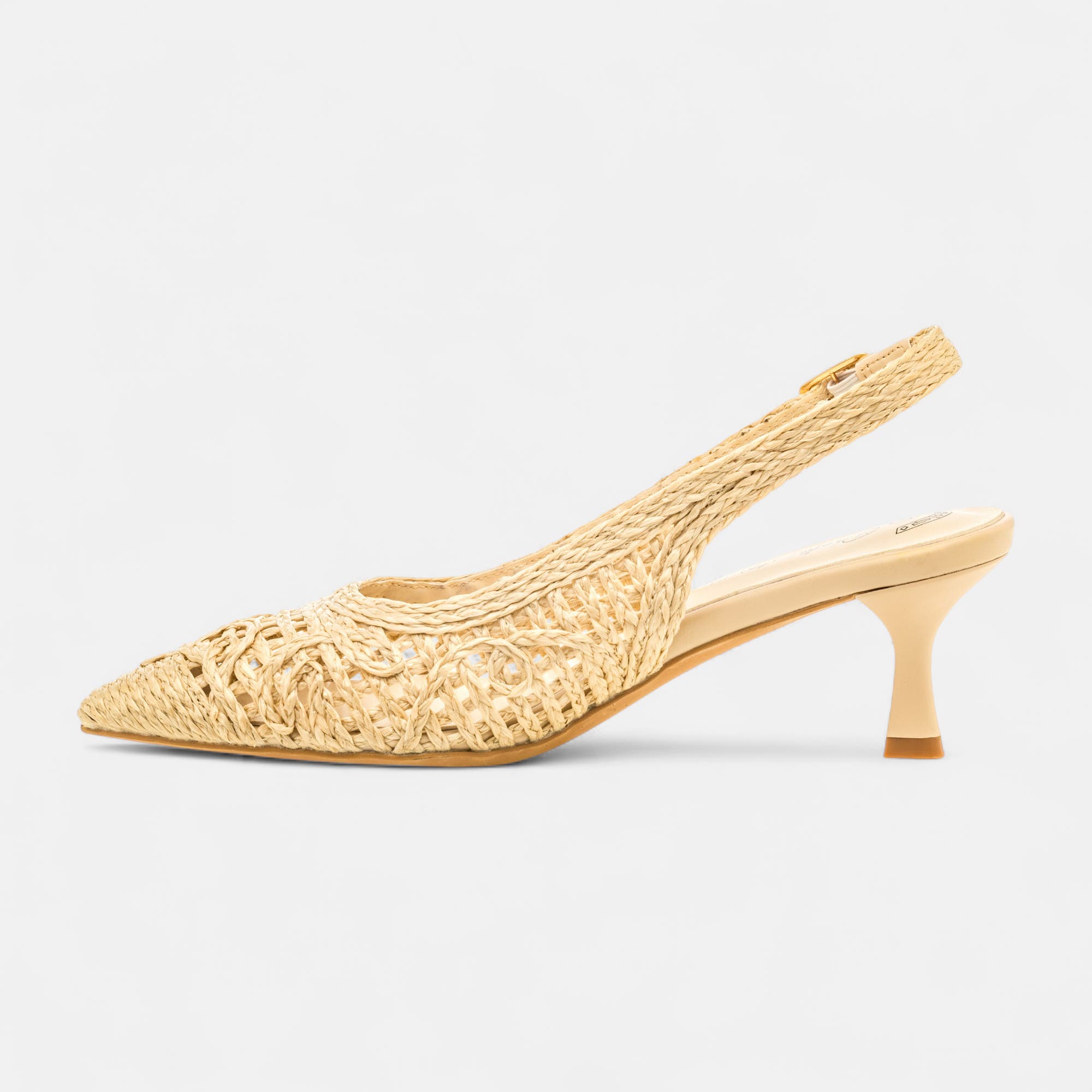 Escarpins avec bride arrière à talon Femme beige