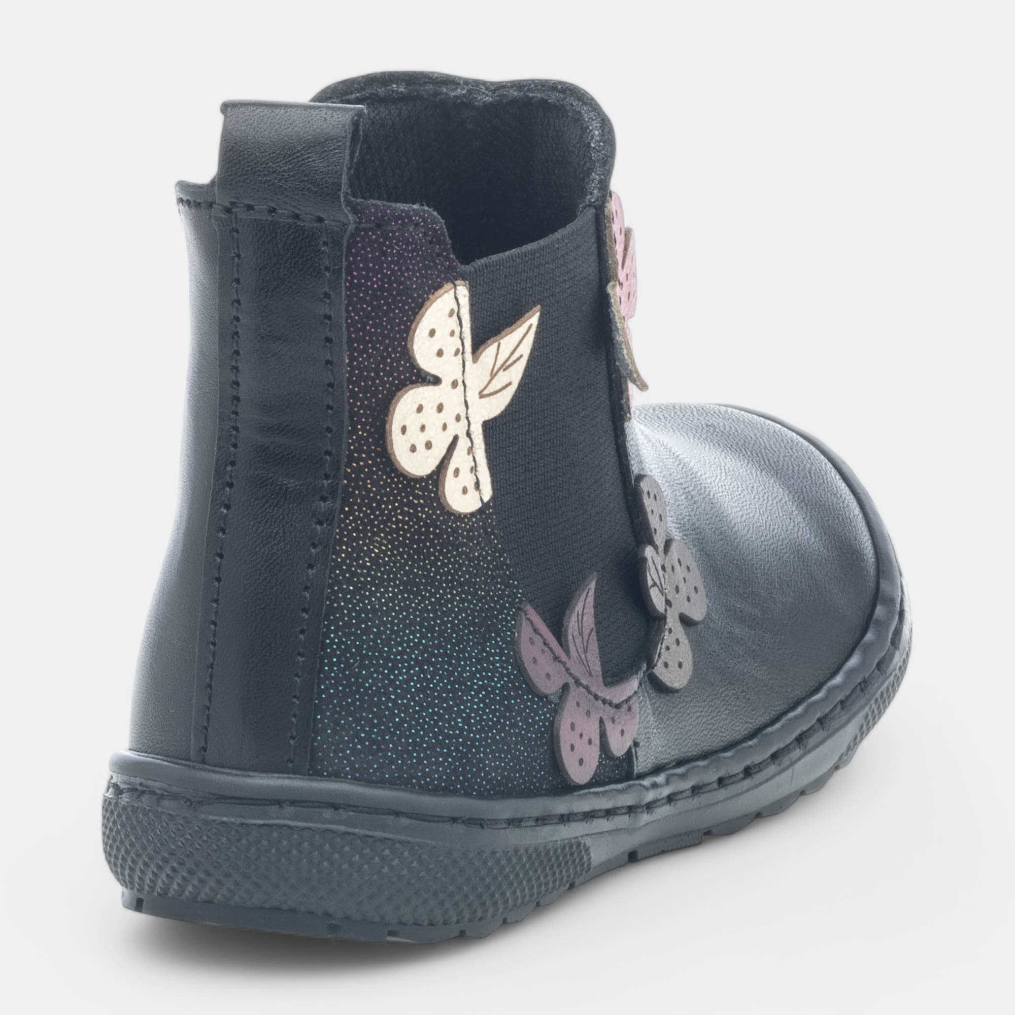 Bottines Fille en cuir noir