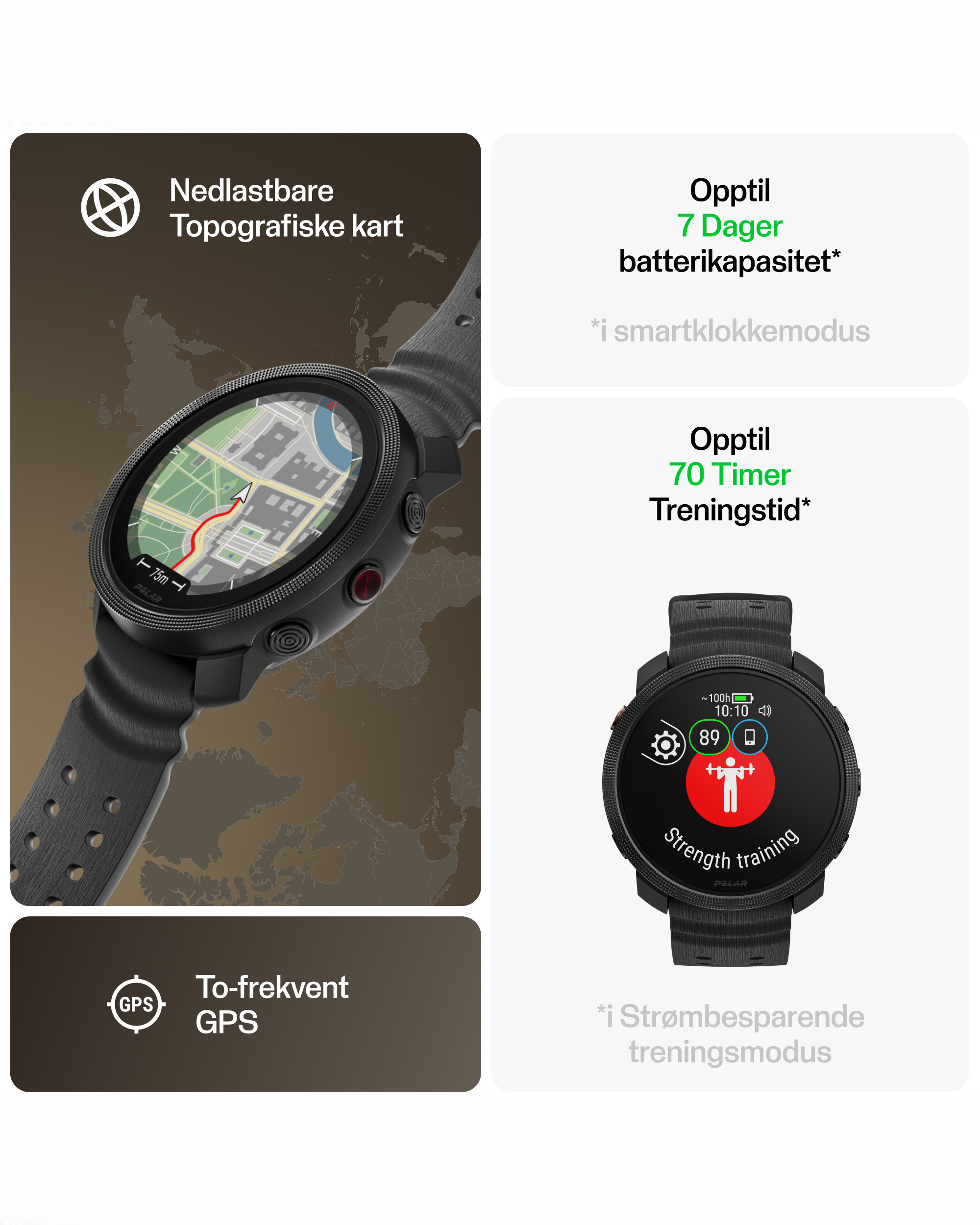 Polar Vantage Treningsklokke M3 Svart S-L