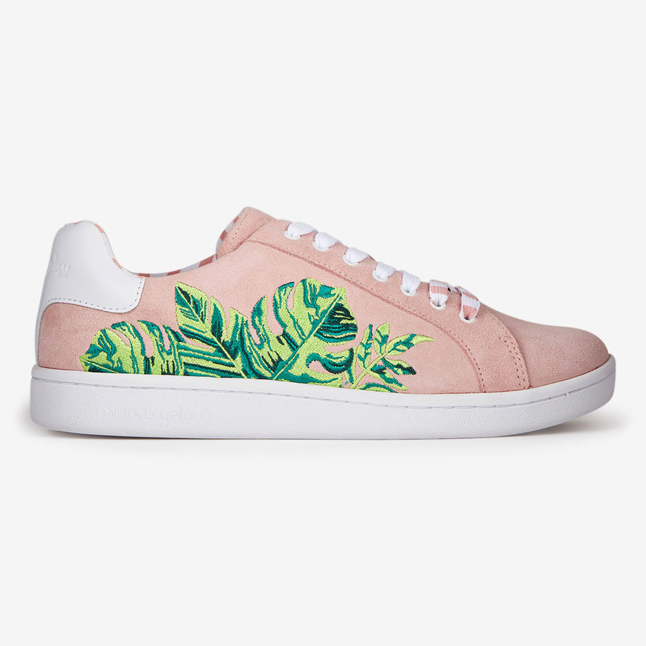 Mellow Yellow Sneakers en Velours de Cuir Faleaf roses