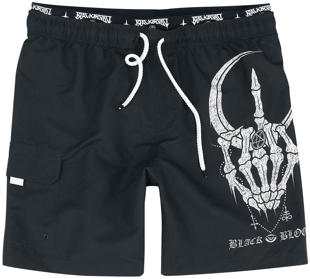 Swim Shorts With Moon and Skull Hand | Gothicana by EMP Short de bain