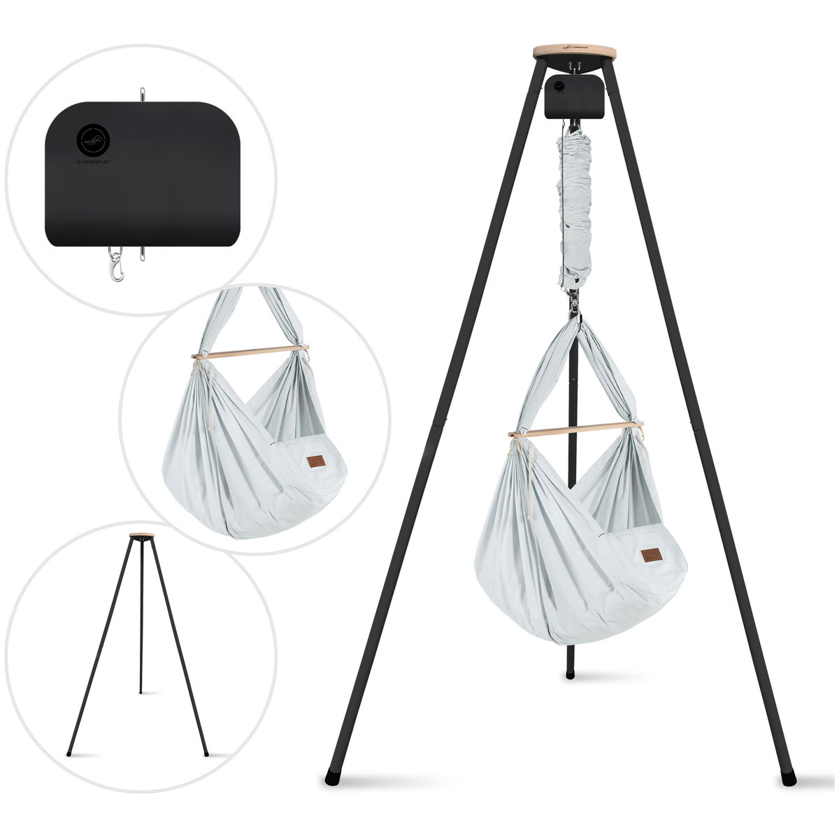 SCHMUSEWOLKESCHMUSEWOLKE   Tipi anthrazit mit anthrazit Motor und Bio Federwiege air grey Kunstfaser