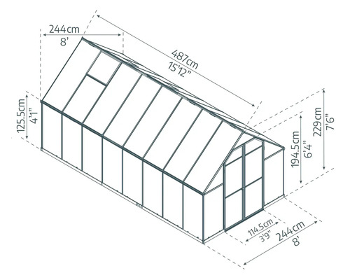 Palram Kas – Canopia Essence Polycarbonaat 4 mm 244 x 487 cm Zilver