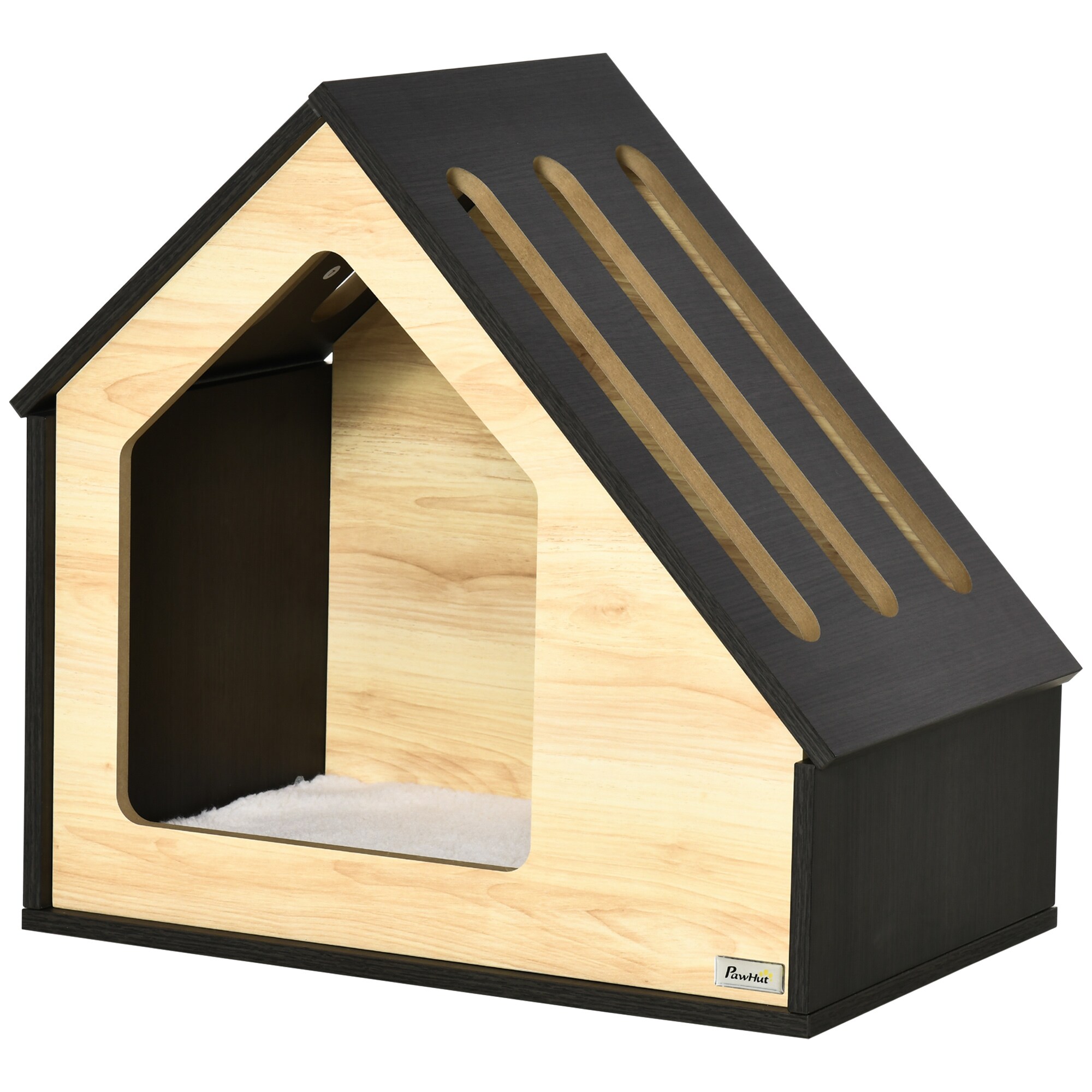 PawHut Hundehütte mit Kissen braun 60B x 40T x 59,2H cm