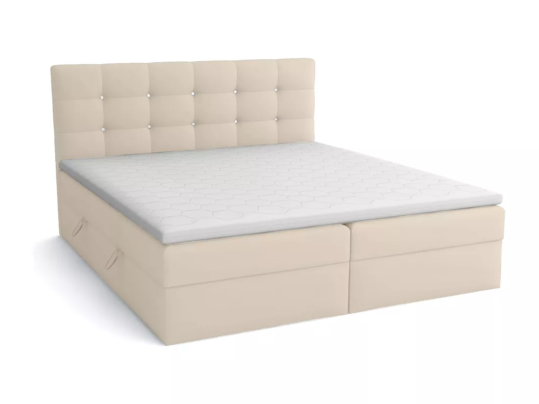 LIT BOXSPRING avec surmatelas Elegante 200x200 cm, écru