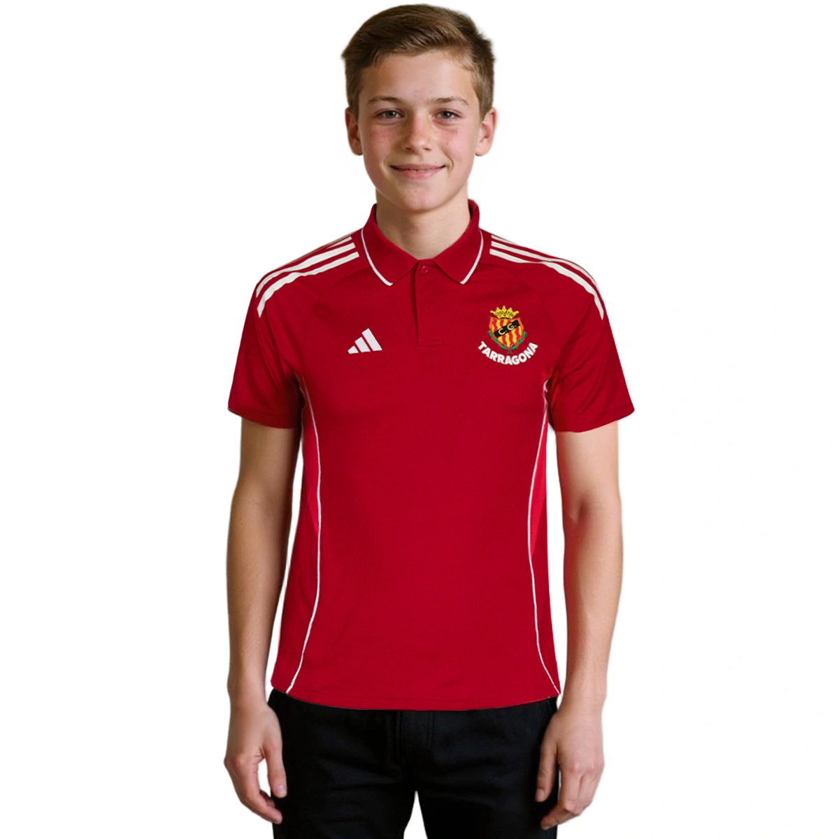Polo adidas Gimnàstic de Tarragona Passeio Jogadores e Guarda-redes 2025-2026 Criança