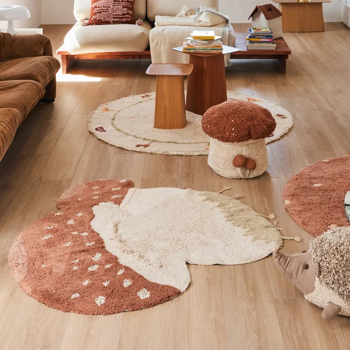 Lorena Canals - Fliegenpilz Pouf, Ø 45 x 35 cm, toffee / natur