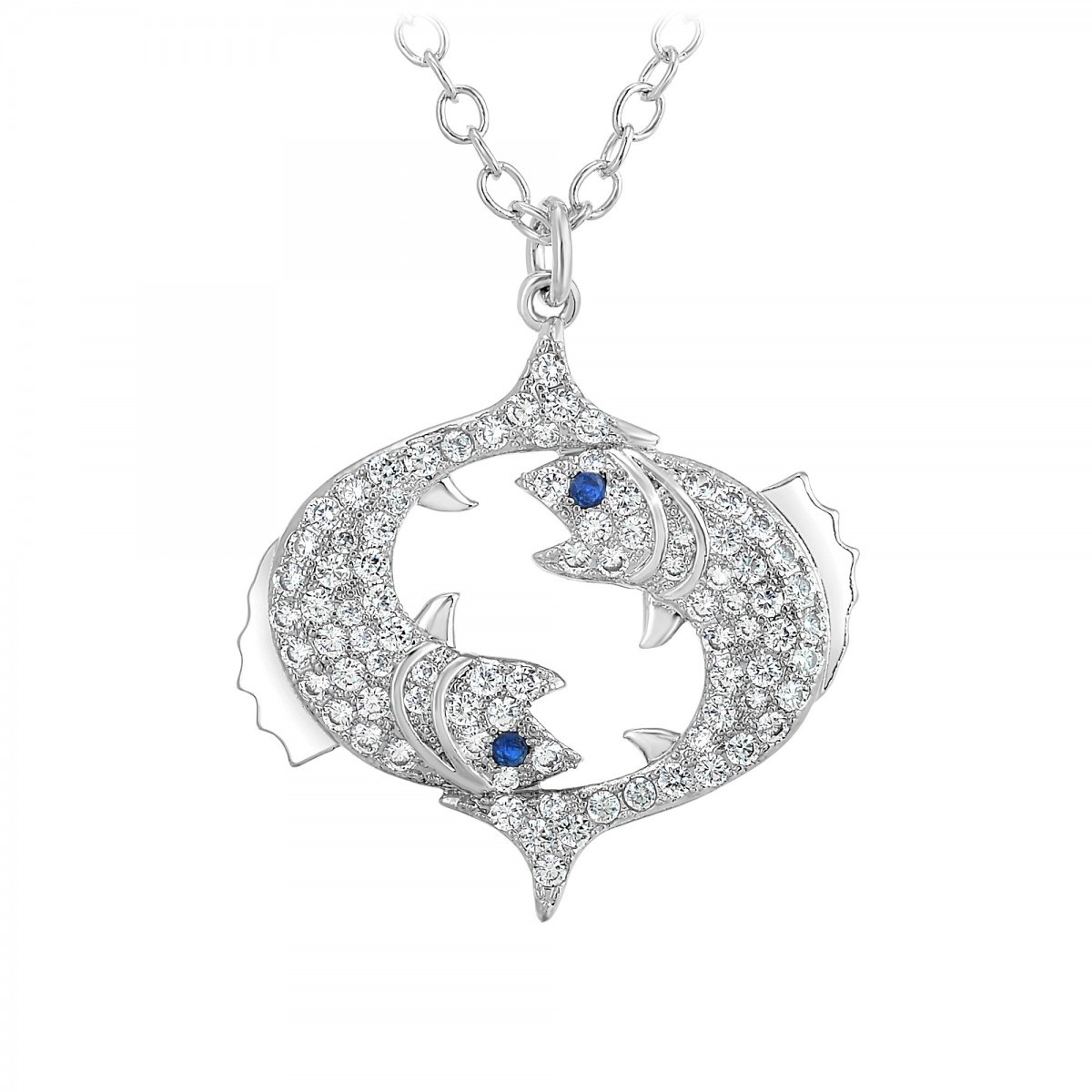 Collier signe astrologique poisson orné de Cristaux scintillants SC Crystal en Métal rhodié