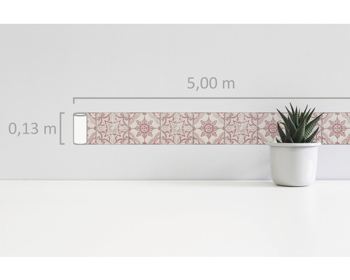 Zelfklevende randtegel 36516-2 Alleen Rand rood wit 5 m x 13 cm