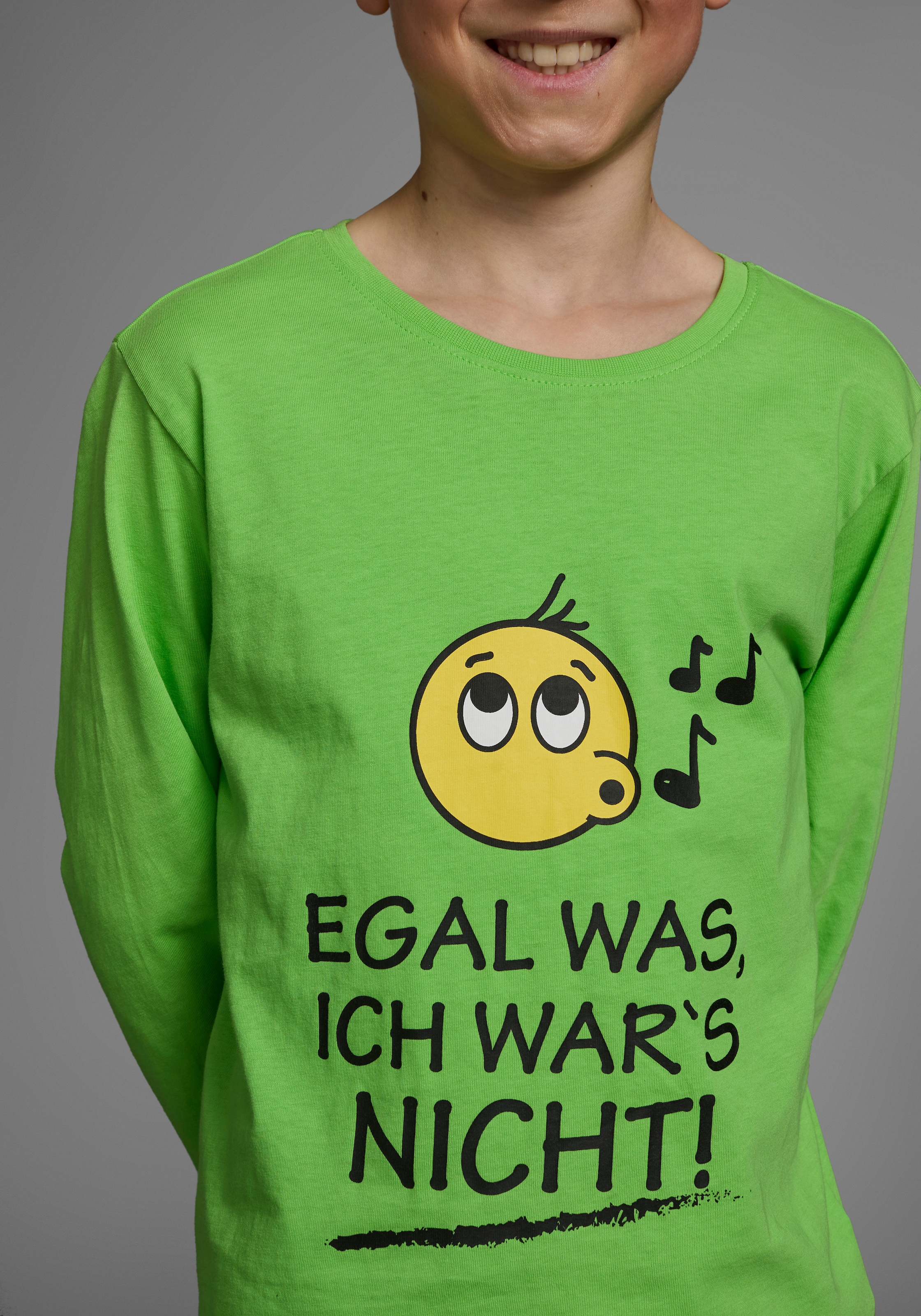 KIDSWORLD Langarmshirt »EGAL WAS, ICH WAR'S NICHT!«, Langarm,  Basic-Passform,  peppiger Aufdruck,  Rundhalsausschnitt