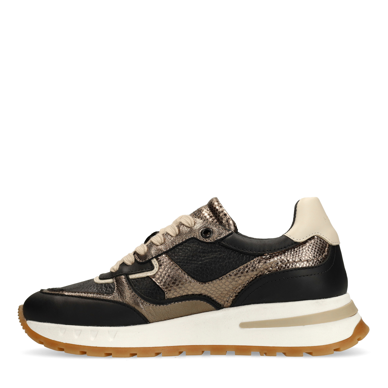 Zwarte leren sneakers met metallic details