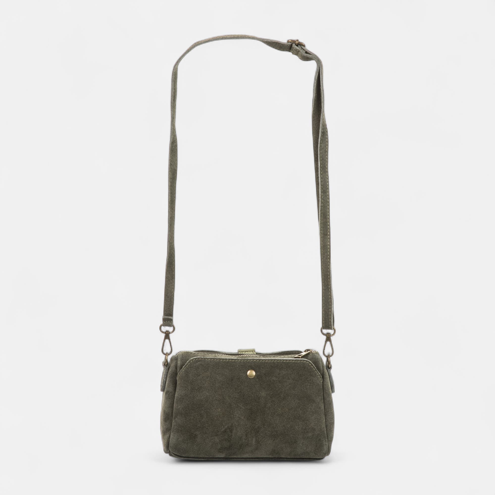 Sac bandoulière en cuir kaki