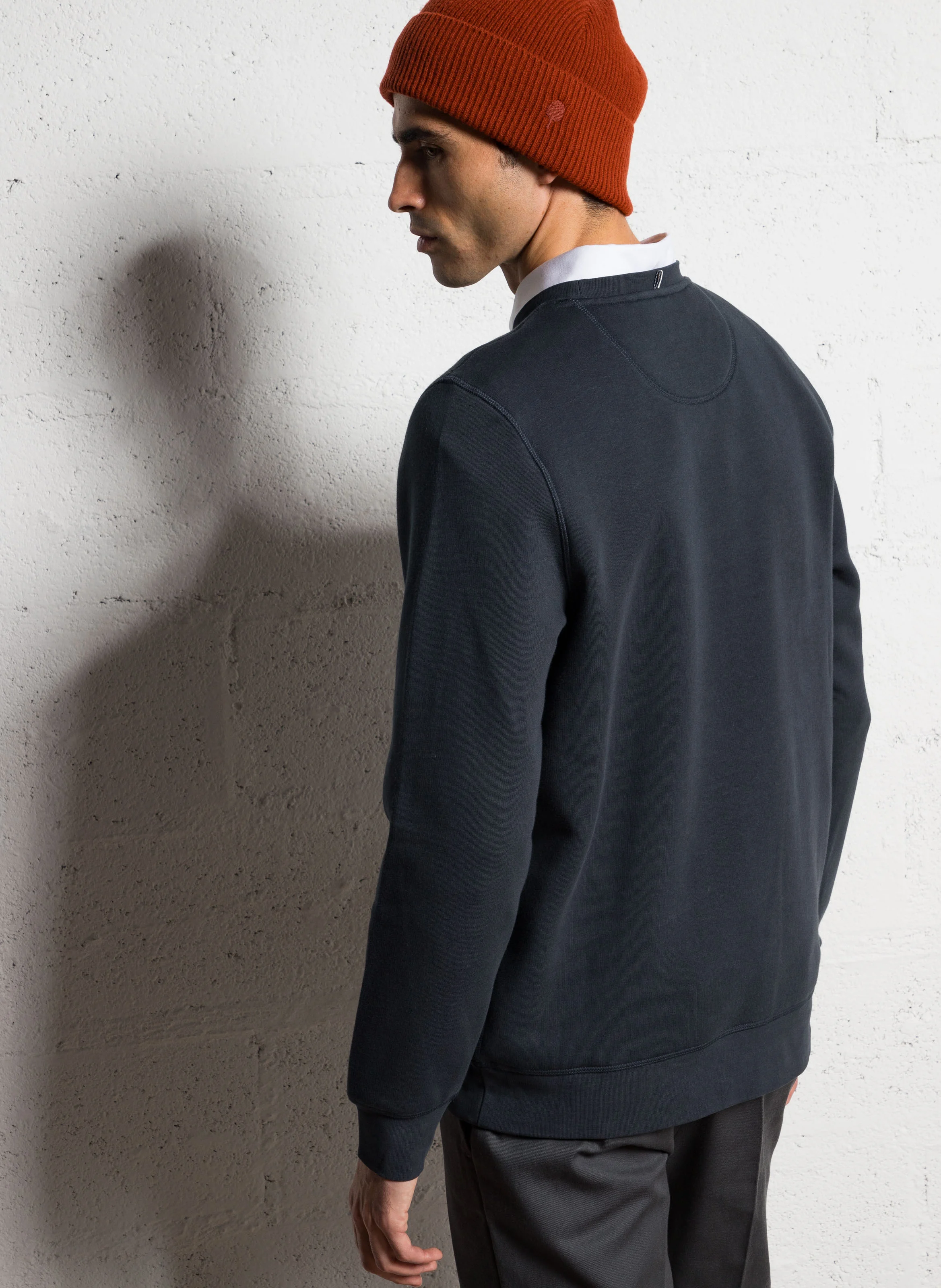 DONZY - Sweat droit col rond en coton mélangé | Bleu