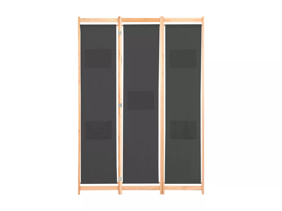 Cloison de séparation 3 panneaux Gris 120x170x4 cm Tissu