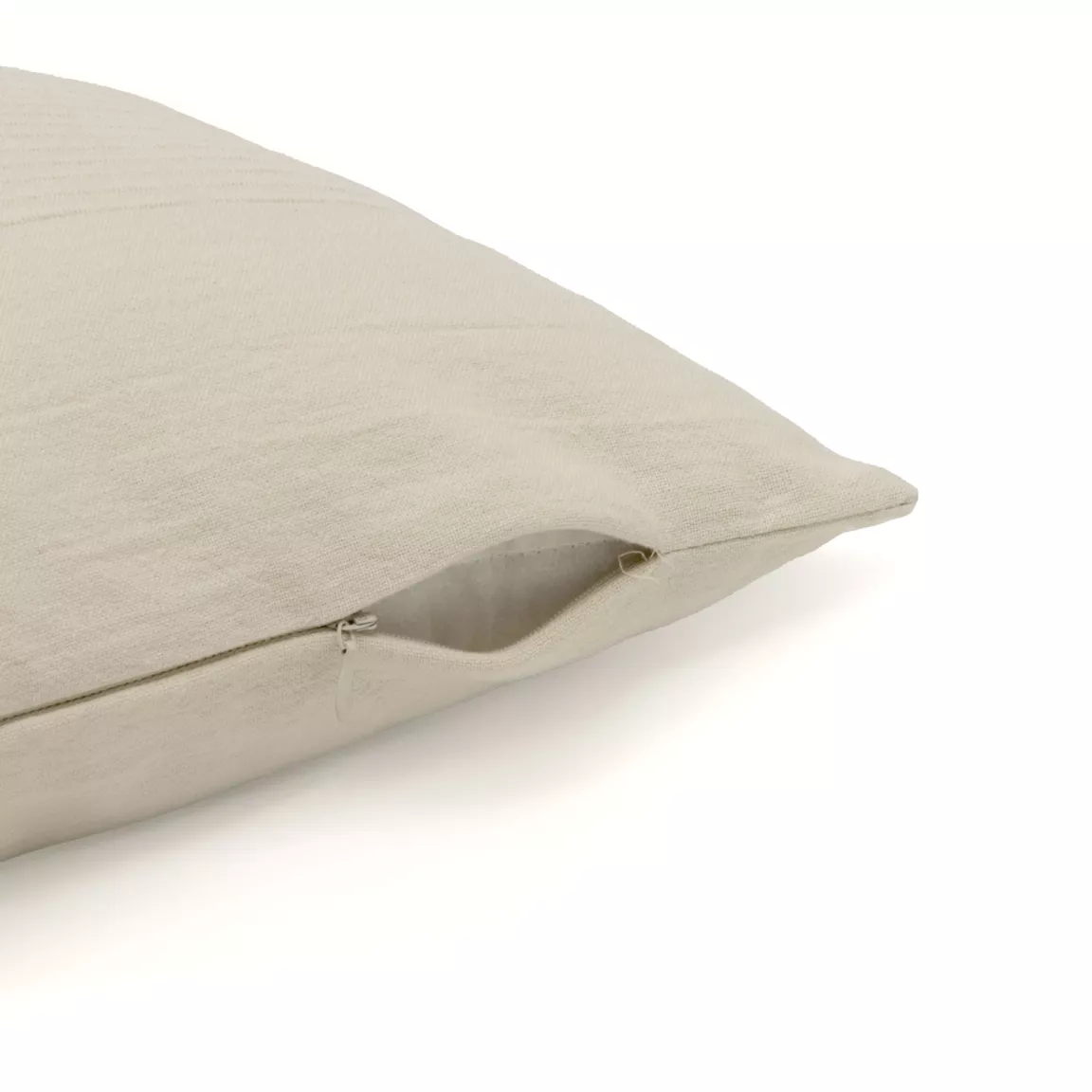 Housse de coussin carrée coton tissé (40 x 40 cm) Léa Beige pampa