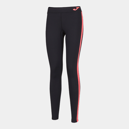Meia-calça comprida Joma Ascona, cor preto coral fluorescente.