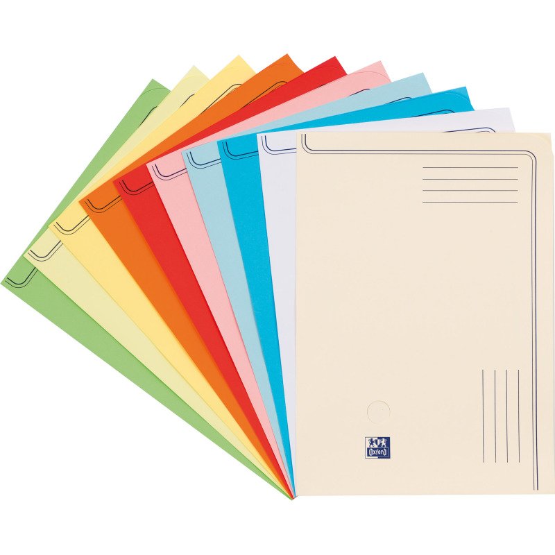 Chemise coin papier A4 dossier 120 g couleurs assorties - Paquet de 50