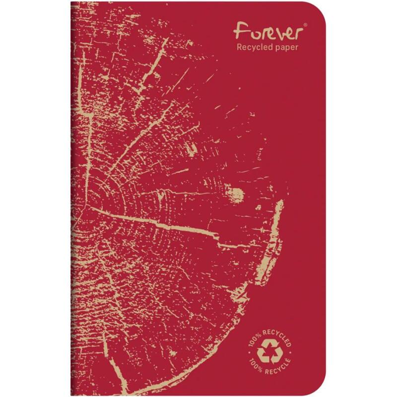Carnet piqué FOREVER PREMIUM 100% recyclé 9x14cm 96 pages ligné papier recyclé blanc 90 g - Assortis