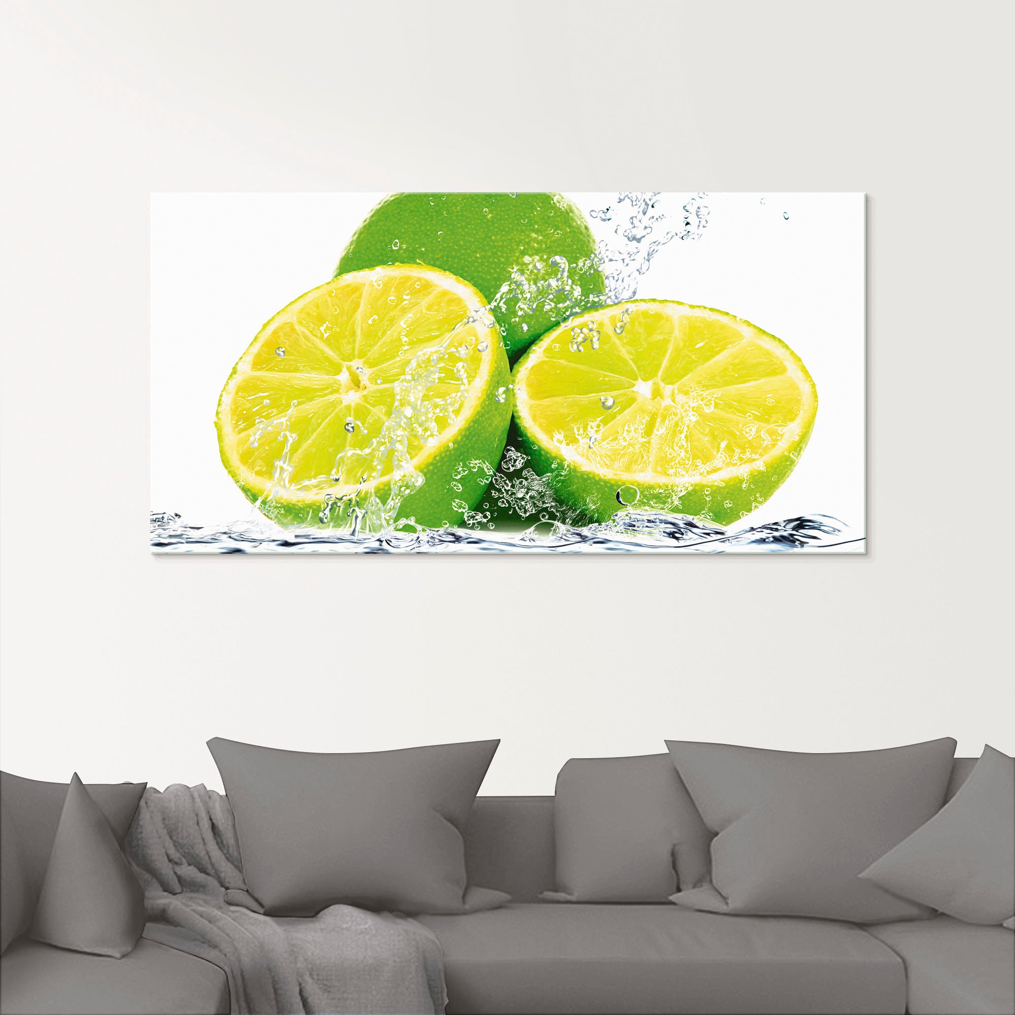 Artland Glasbild »Limette mit Spritzwasser« Lebensmittel 1 Stk. tlg. in verschiedenen Grössen