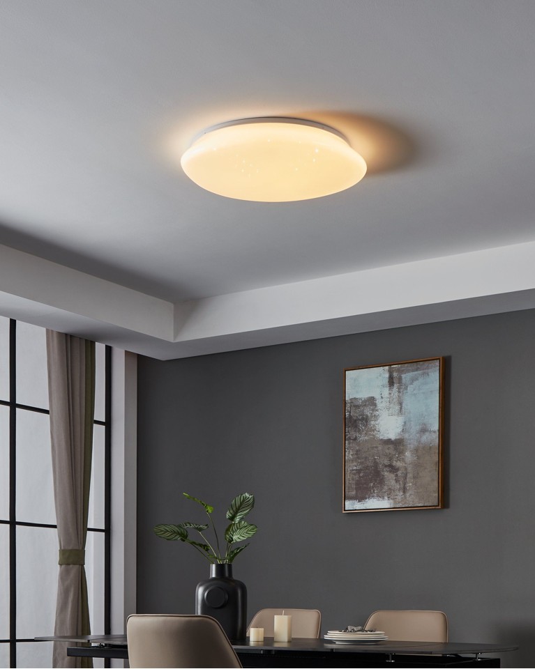 EGLO - Sileras-Z plafond hvid m/krystaleffekt Ø60 - RGB + TW - Zigbee, Bluetooth