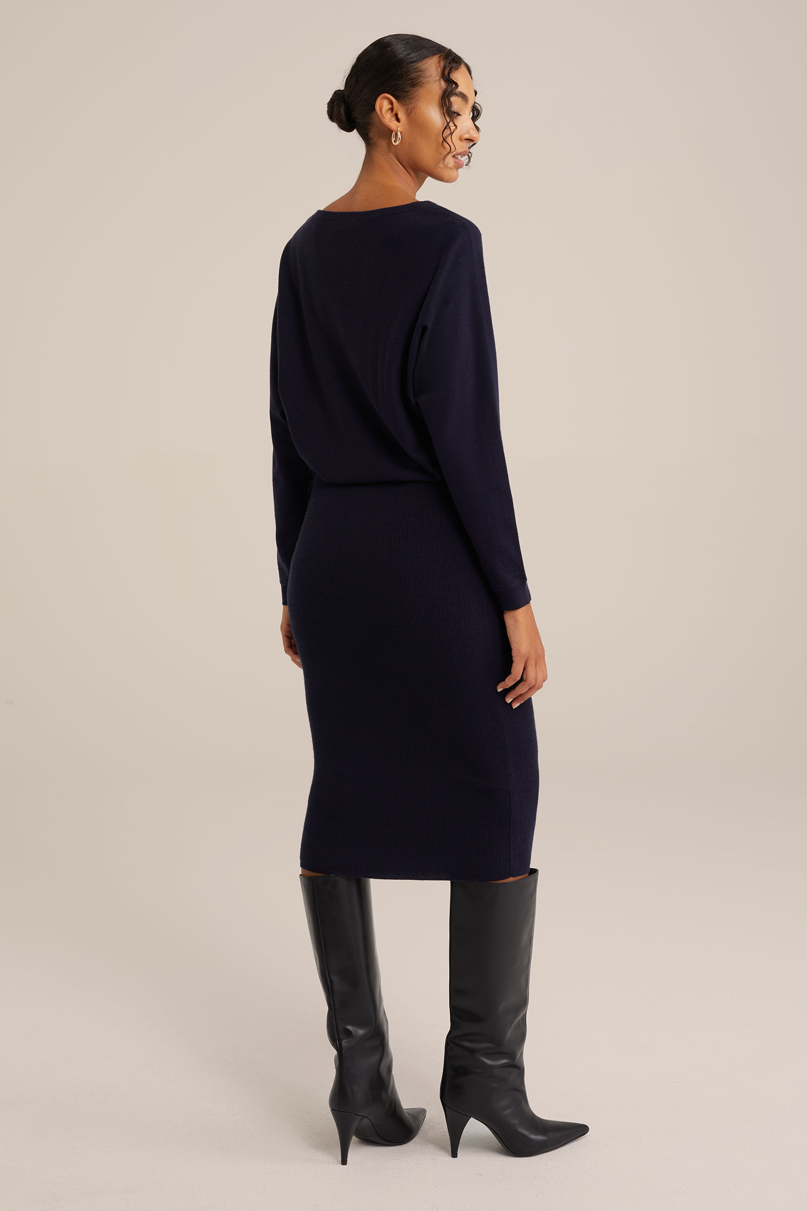 fijngebreide jurk WE Fashion Marineblauw