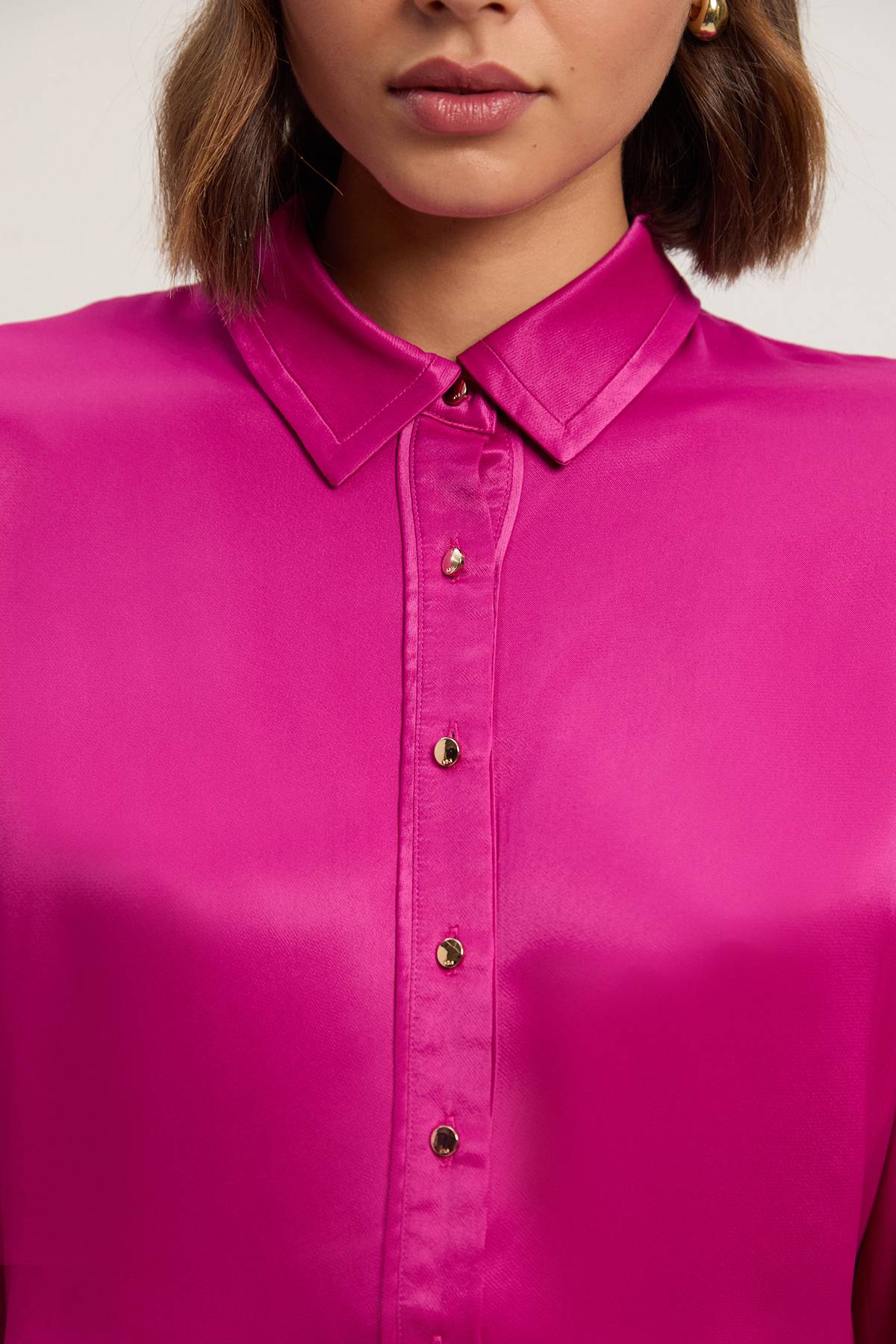 KarenMillen Chemise Tissée Oversize en Satin de Viscose
