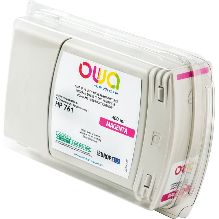 Cartouche d'encre traceur remanufacturée OWA - standard - Magenta - pour HP 761