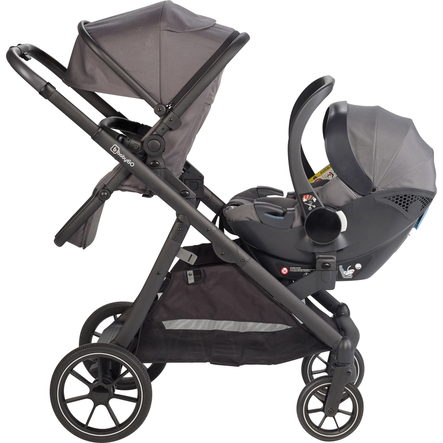 babyGO Geschwisterwagen Duo Mega Ultra Set Grey