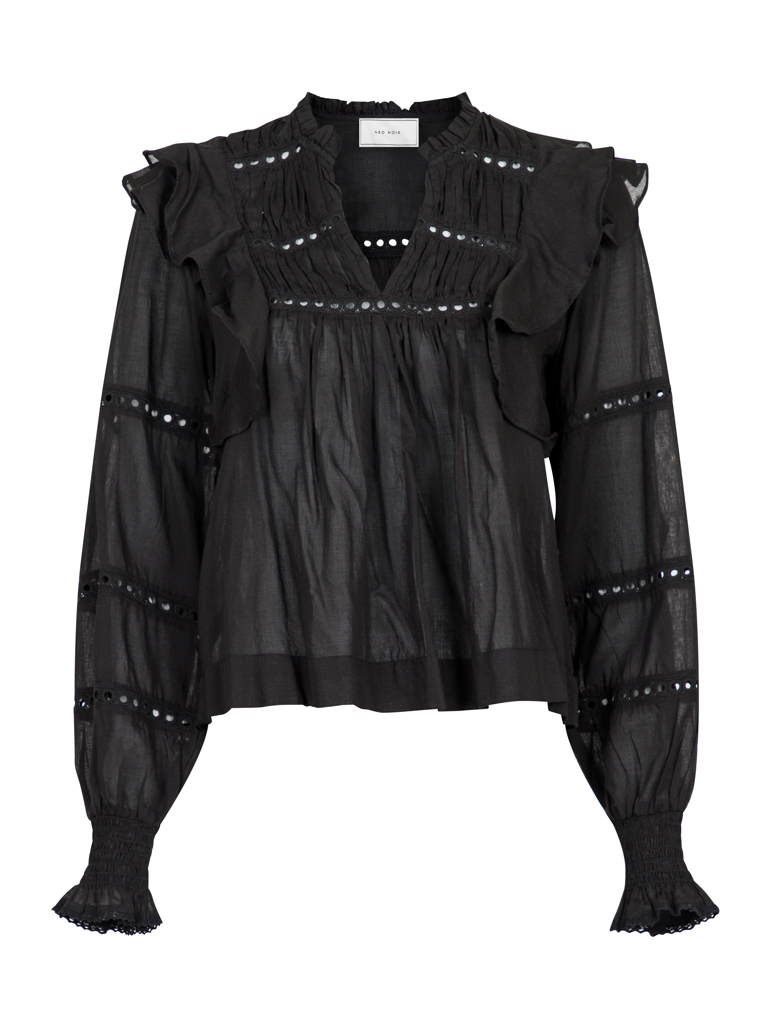 Neo Noir  Aurika S Voile bluse - Sort