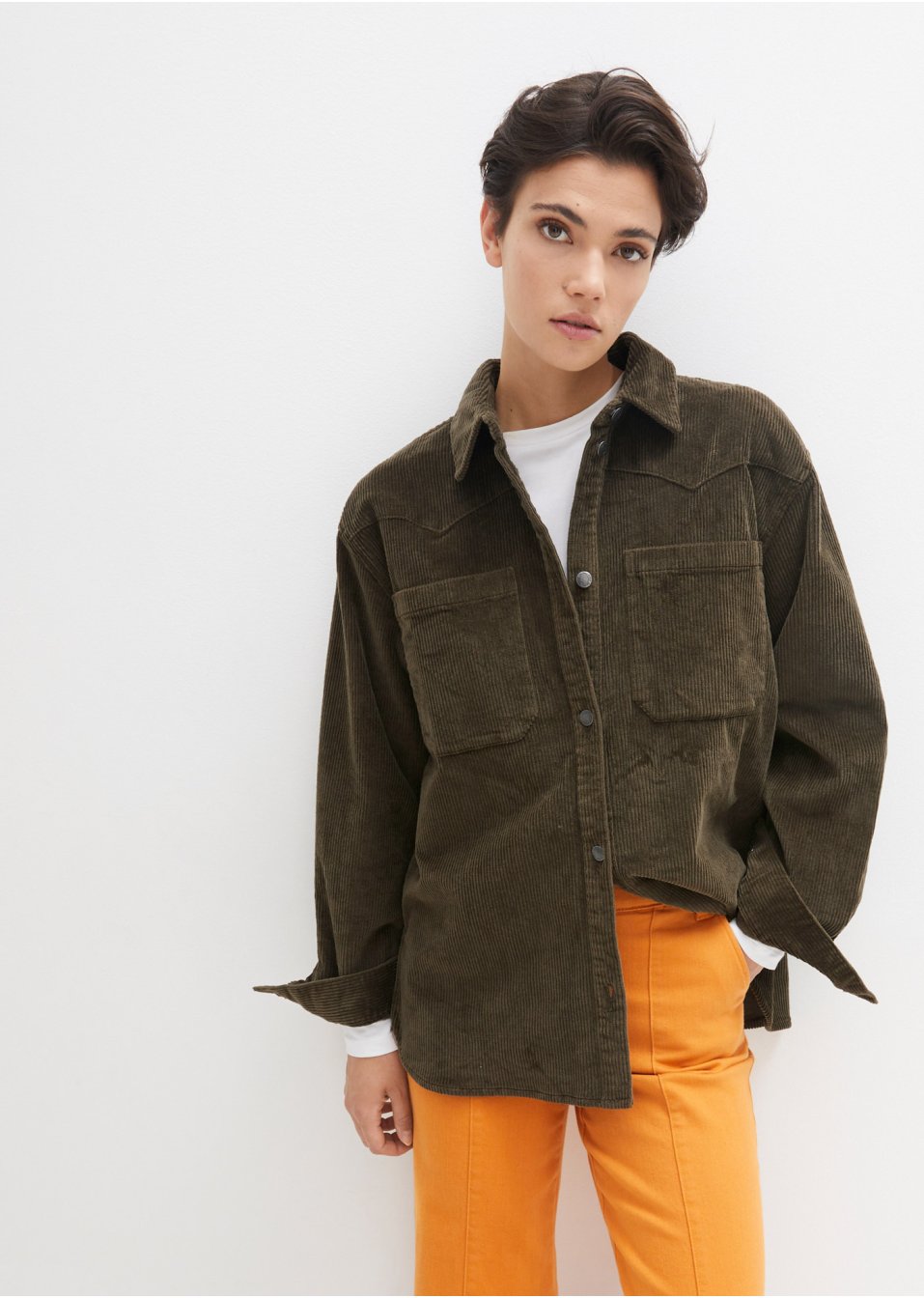 Shaket en velours côtelé, oversized