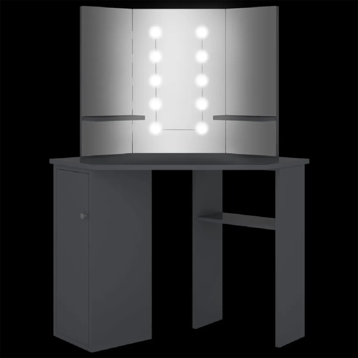 Coiffeuse d'angle Helloshop26 avec LED - 111 x 54 x 141,5 cm