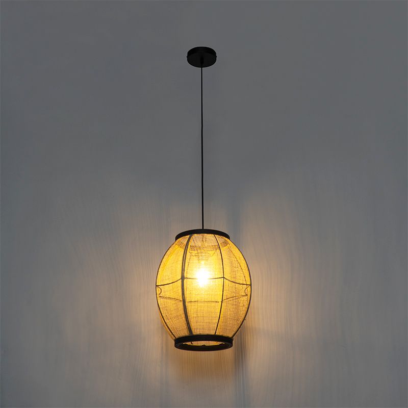 Oosterse hanglamp bruin stof 35 cm - Rob