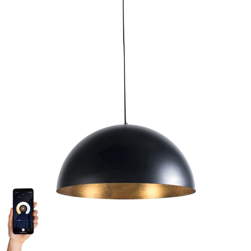 Smart industriële hanglamp zwart met goud 50 cm incl. Wifi G125 - Magna Eco
