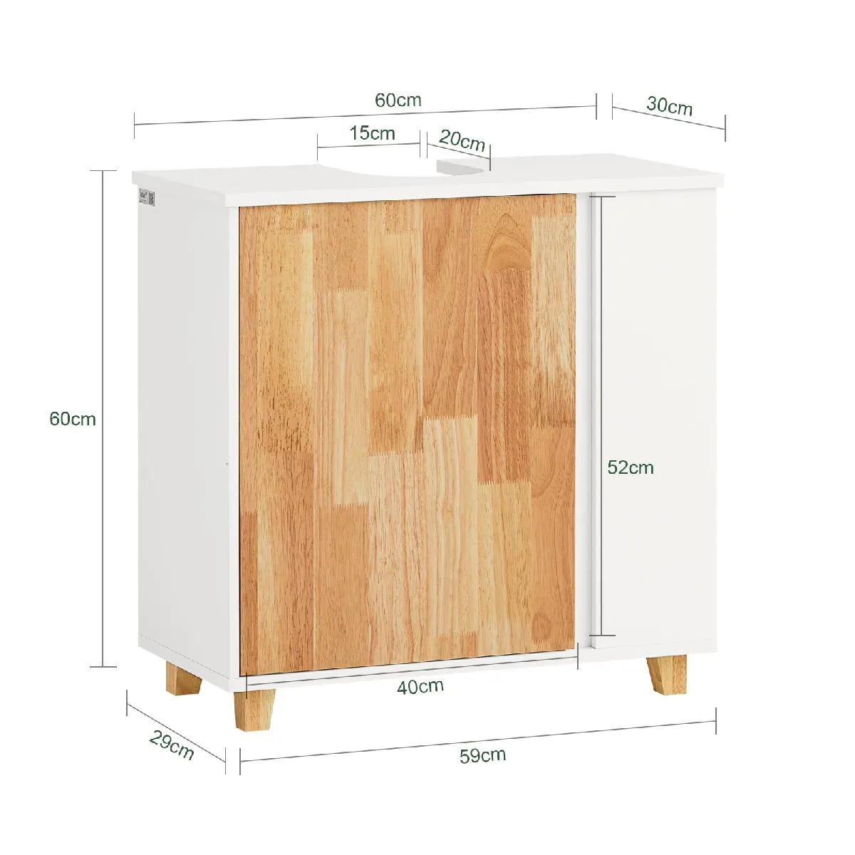 SoBuy BZR75-W Meuble sous lavabo porte bois