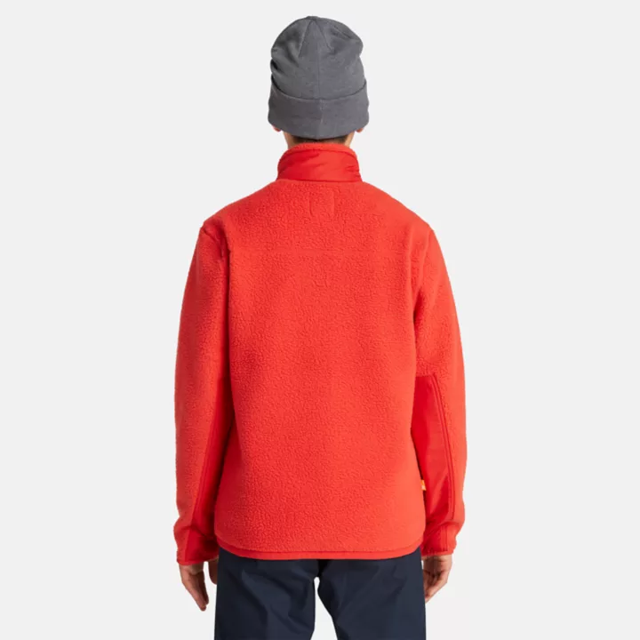 Fleece de pelo alto para homens na cor vermelha