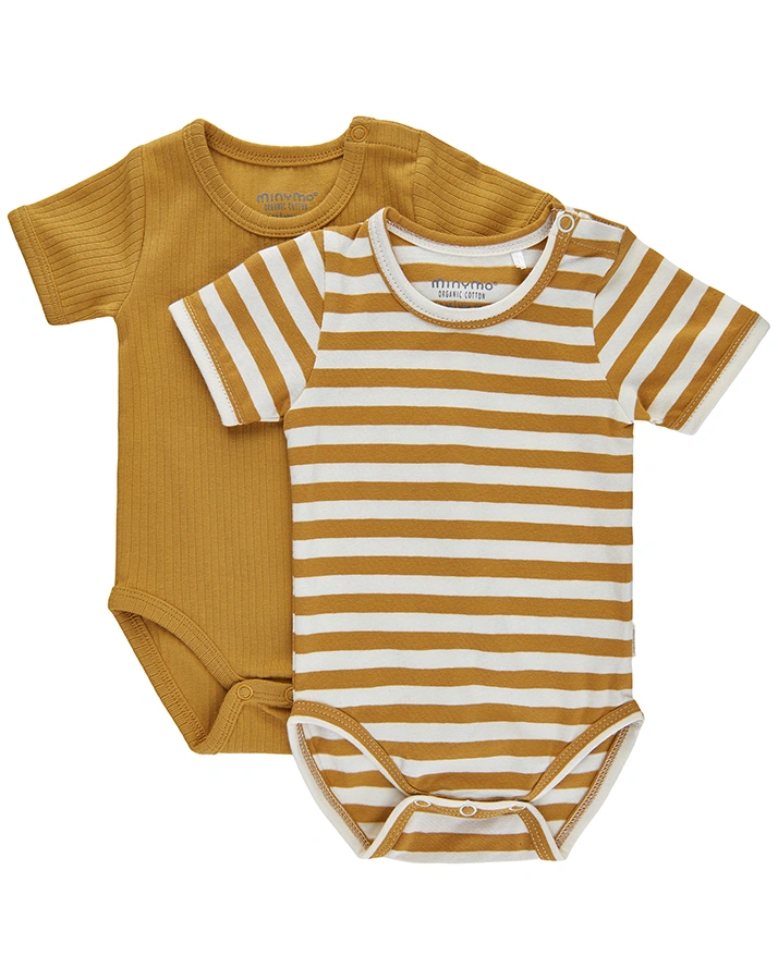 Kurzarm-Body BASIC 2er Pack in amber gold
