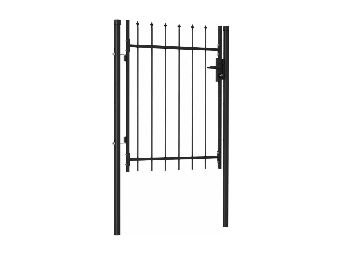 Portillon simple porte avec dessus à pointe Acier 1x1,2 m Noir