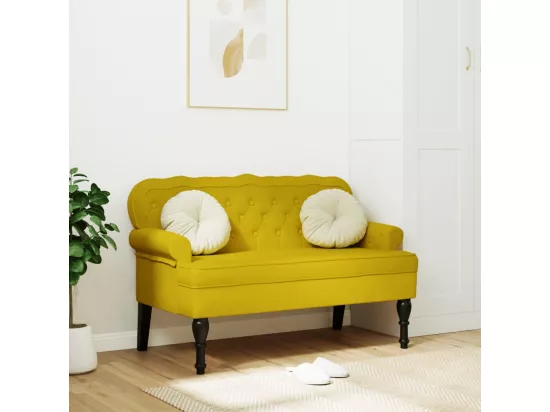 Banc avec dossier jaune 119,5x64,5x75 cm velours