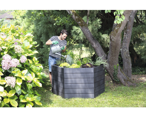 Klassieke verhoogde tuinbak GARANTIA ERGO verhoogde tuinbak XL 75 incl. Flora waterbesparend systeem 145 x 145 x 75 cm hout