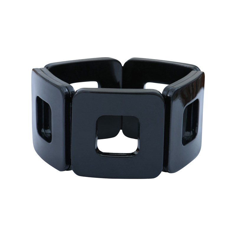 Bracelet extensible noir formes carrées
