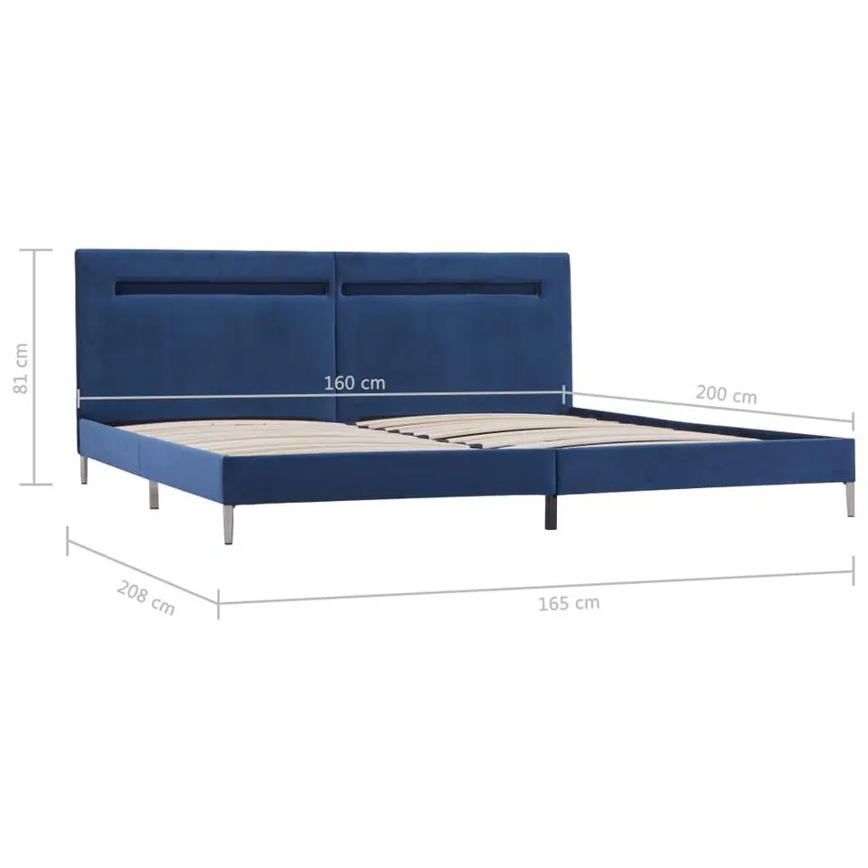 vidaXL - Tweepersoonbed met LED - Blauw - Stof - 160x200 cm