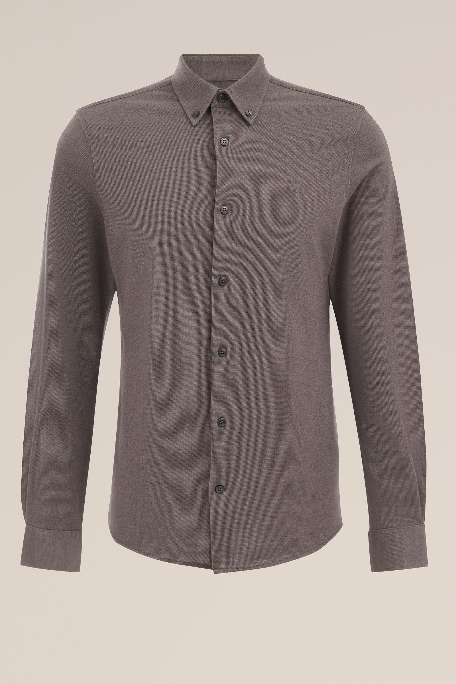 piquéjersey overhemd met stretch Fundamentals Kaneelbruin