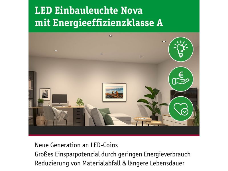 Paulmann Einbauleuchte LED Nova Coin Eisen gebürstet Runde Einbauleuchte
