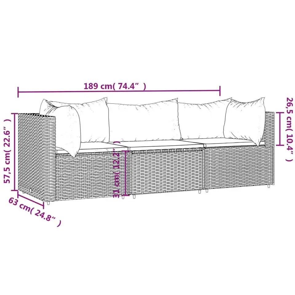 vidaXL - Loungeset - Zwart - Poly rattan