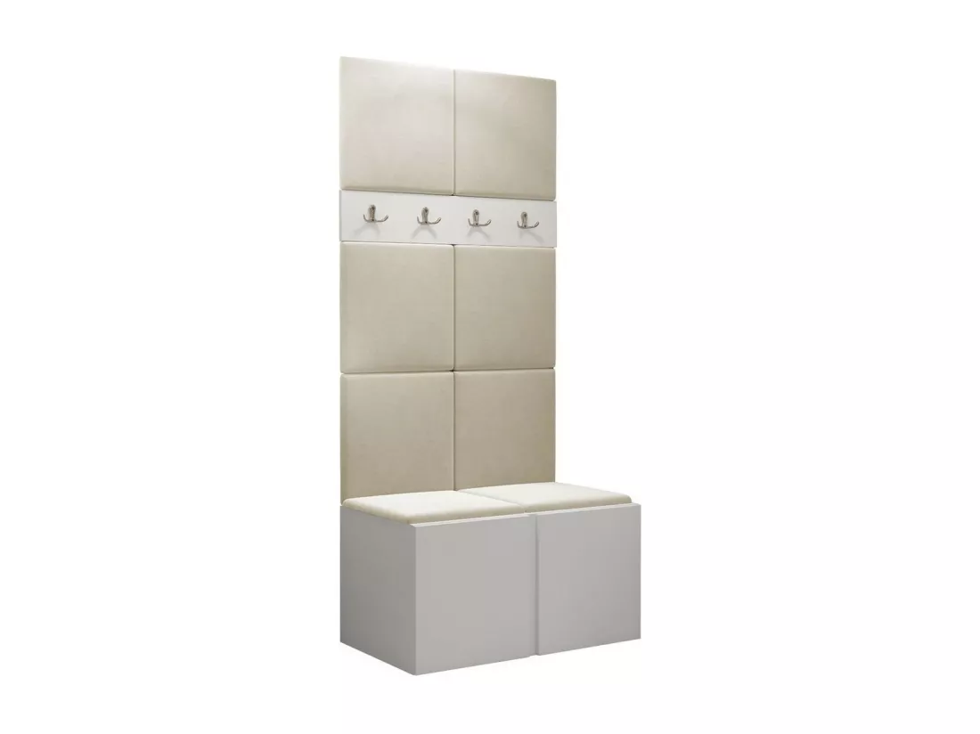 Meuble d'entrée Hartford 267, 186x84x46cm, Blanc, Tapisserie|Stratifié