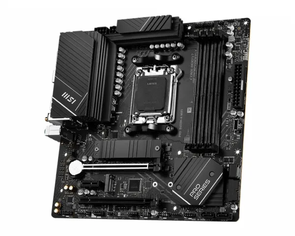 MSI PRO B650M-A WIFI - Bundkort - micro ATX - Socket AM5 - AMD B650 Chipset - USB-C 3.2 Gen2, USB 3.2 Gen 2, USB 3.2 Gen 1 - 2.5 Gigabit LAN, Wi-Fi 6E, Bluetooth - onboard grafik (CPU påkrævet) - HD Audio (8-kanaler)