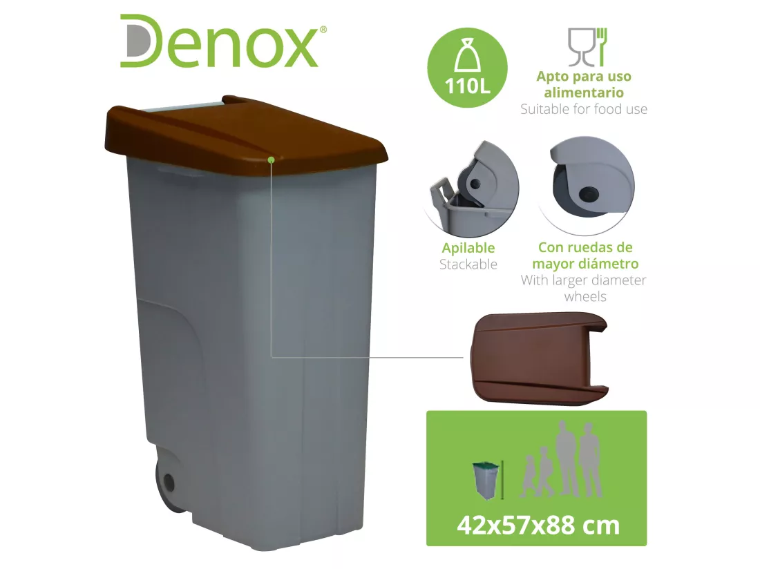 Recycler le conteneur 110 litres fermé - brun, L42 P 57 H88